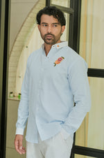 Citrus Bloom Cotton Regular Fit Blue Striped  Shirt