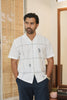 Coastal Grid Cotton Box Fit White Embroidered Shirt