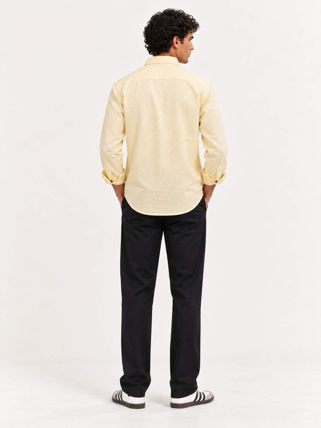 Sunset Retreat Cotton Regular Fit Yellow Embroidered Shirt