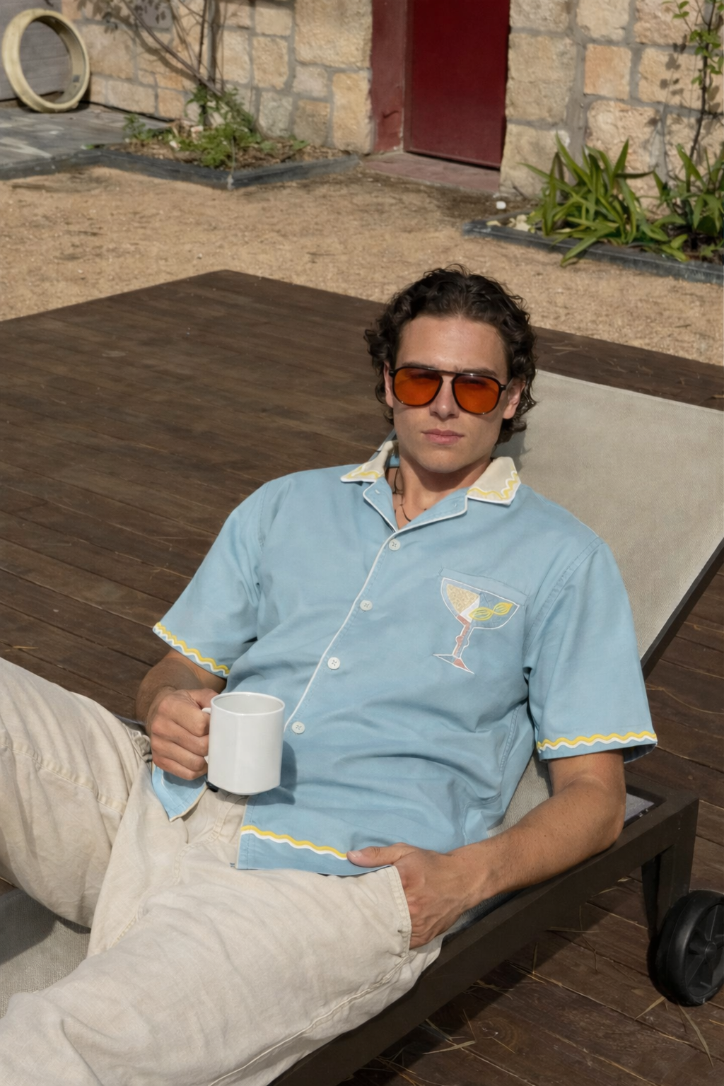 Party Perfect Mint Green Box Fit Sky Blue Embroidered Shirt