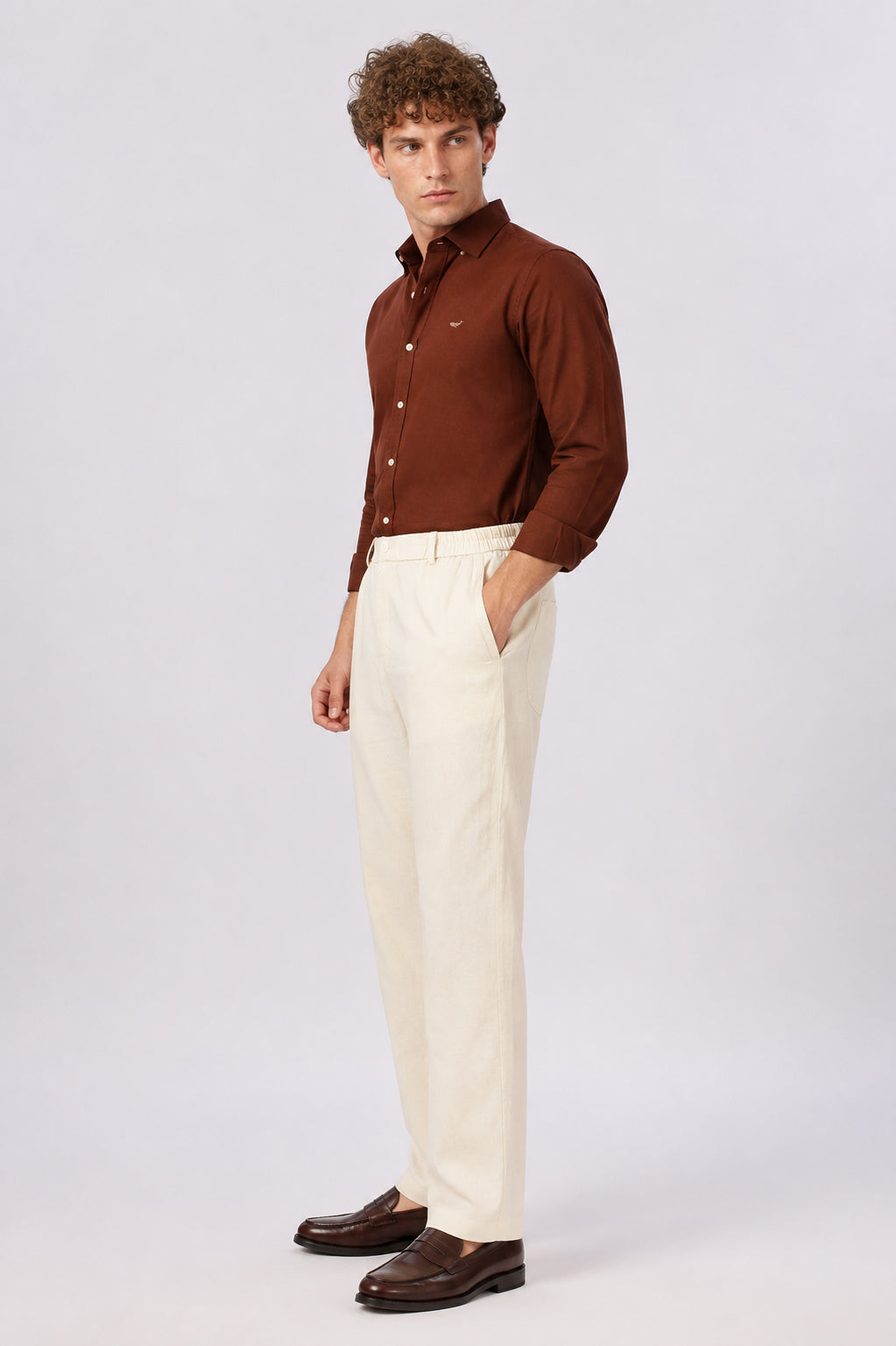 Brown 100% Linen Cotton Co-ordinated Outfits for Men