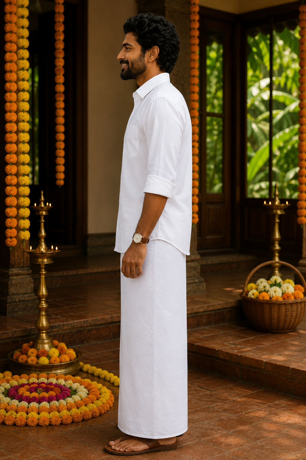 100% cotton white mundu free on purchase of 2 shirts