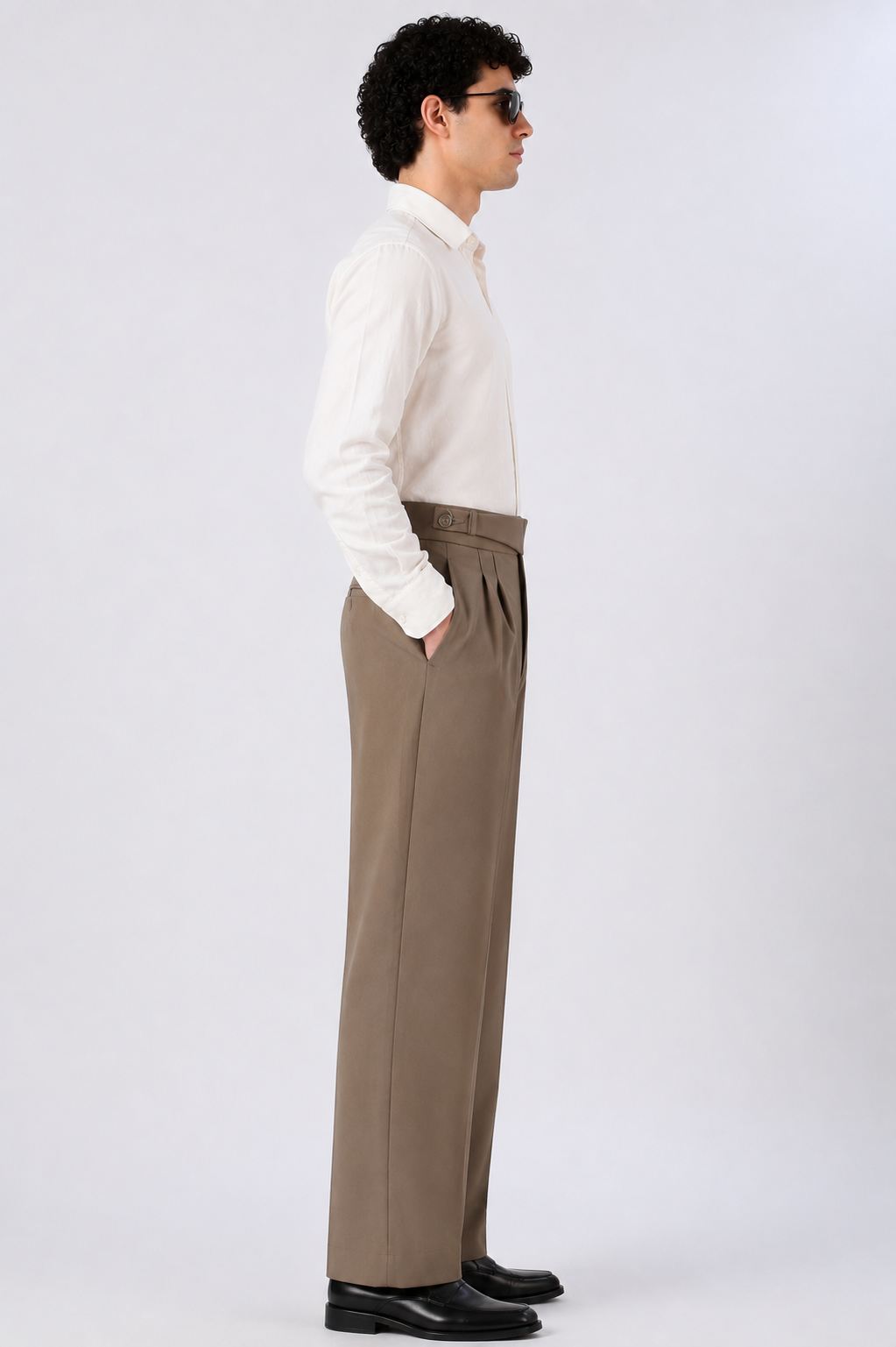 Taupe Tailored Khaki Straight Fit Pants