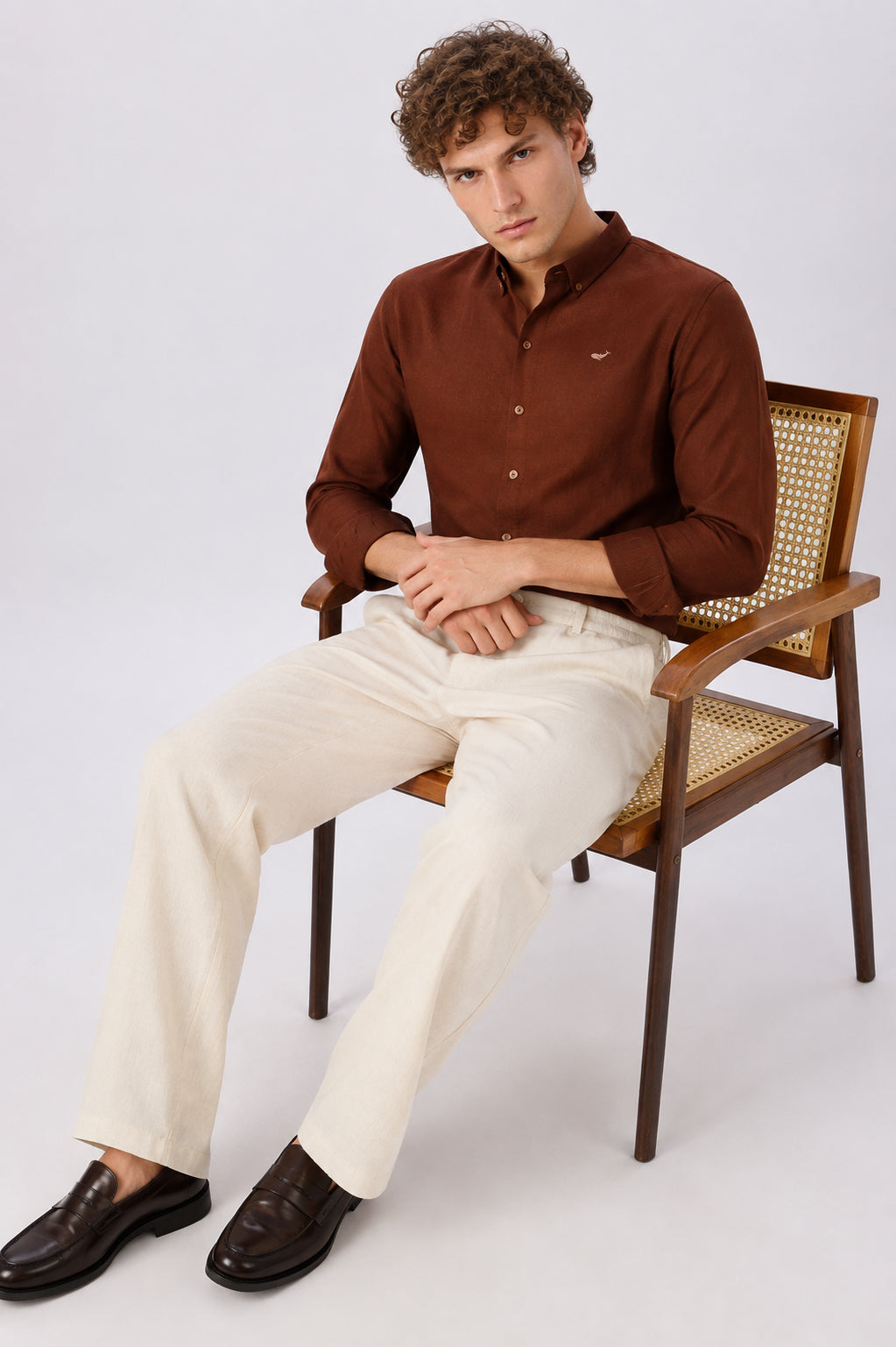 Brown 100% Linen Cotton Co-ordinated Outfits for Men