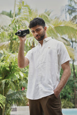 Quiet Coast Cotton-Linen Regular Fit White Shirt