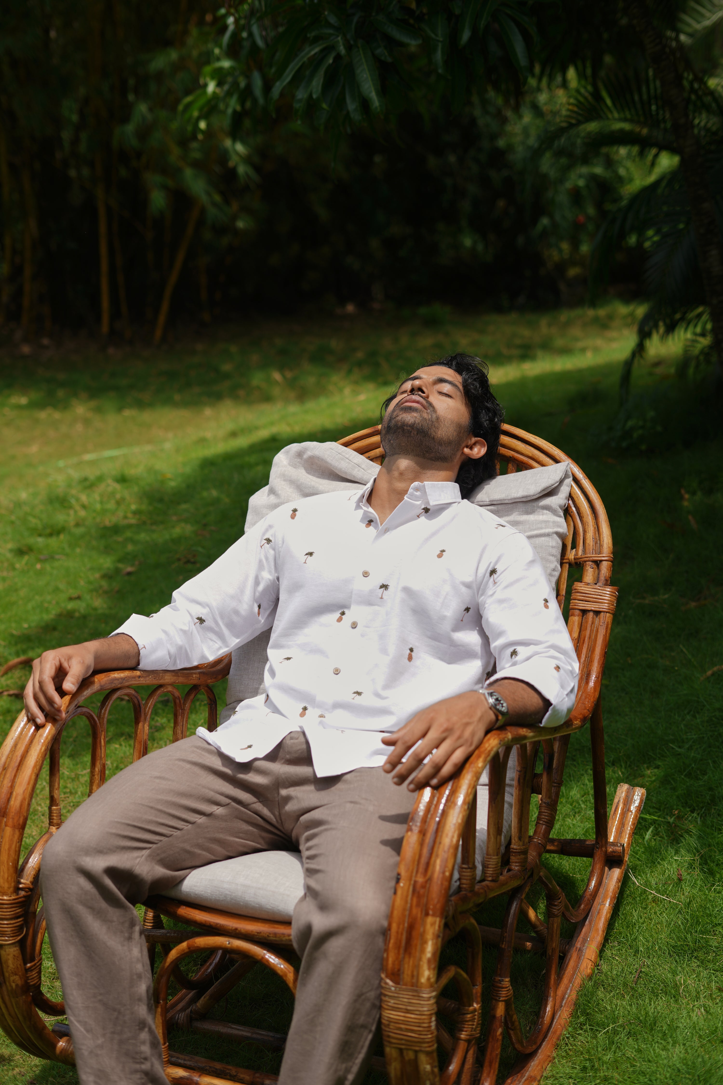 Tropic Grove White Embroidered Shirt