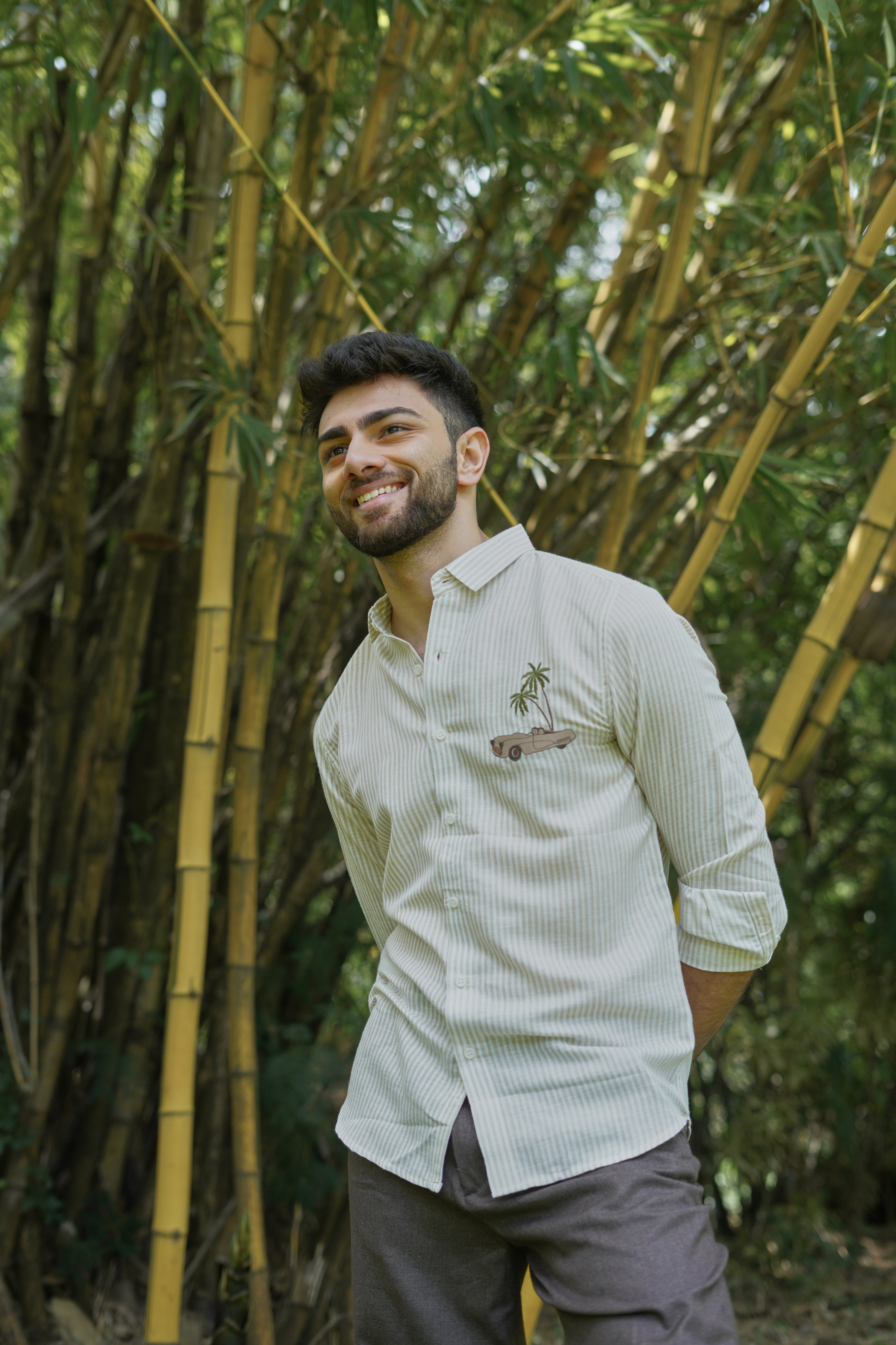 Palm Drive Embroidered Stripes Shirt