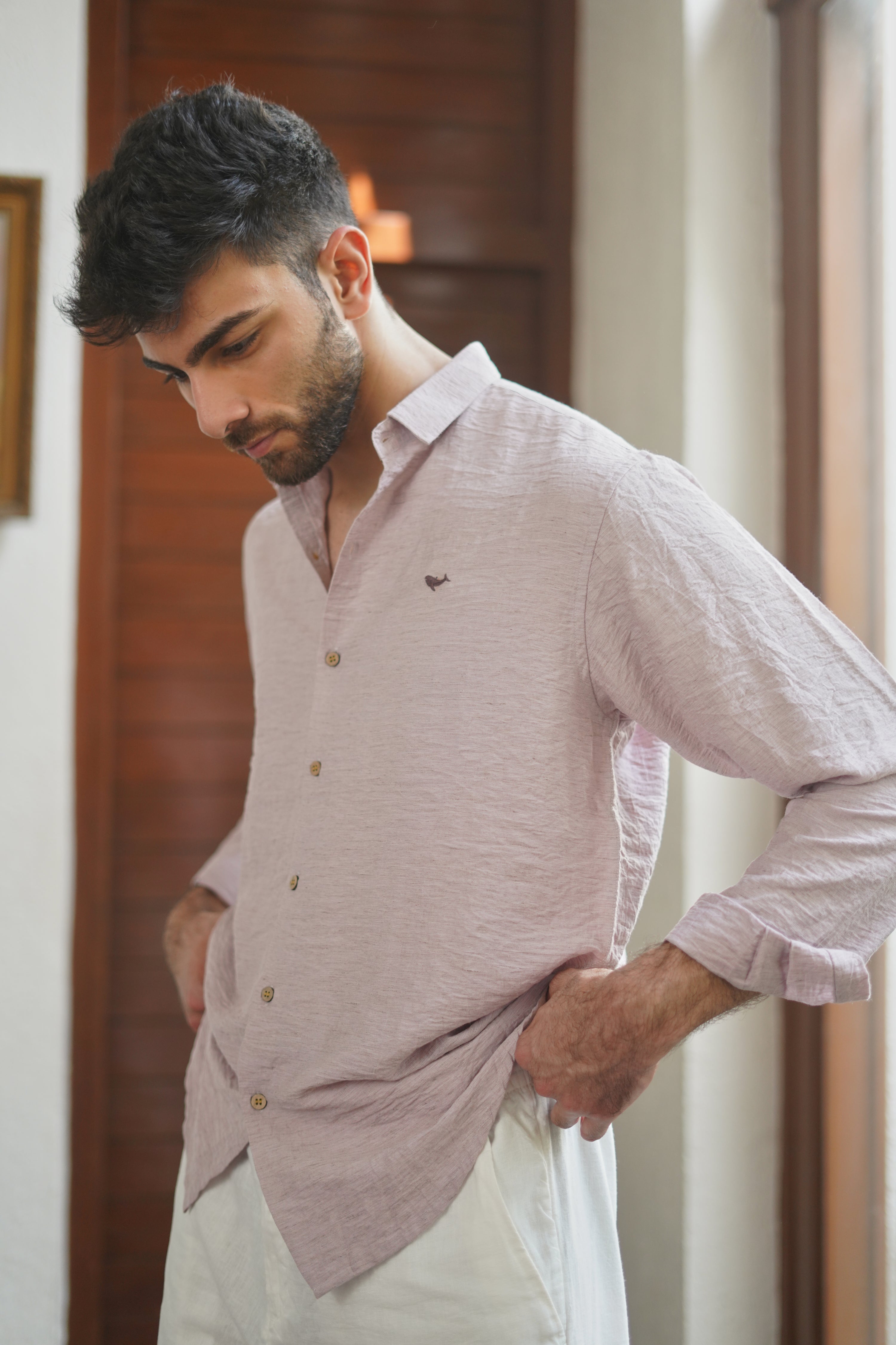 Rose Mist Textured Classic Cotton Shirt