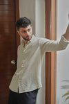 Beach Wrinkle-Free Nylon-Viscose Regular Fit Beige Shirt