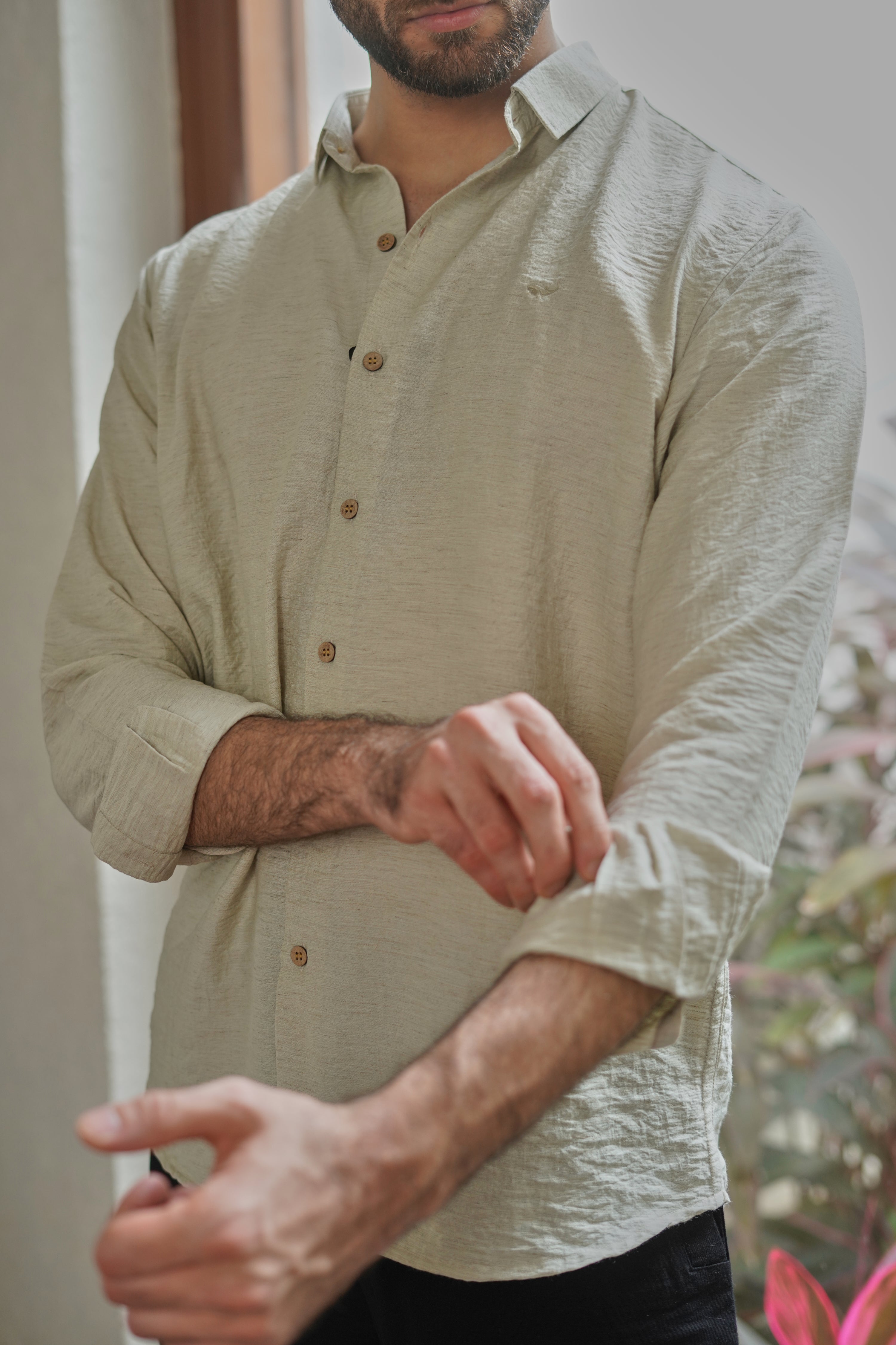 Sand Beige Natural Cotton Shirt