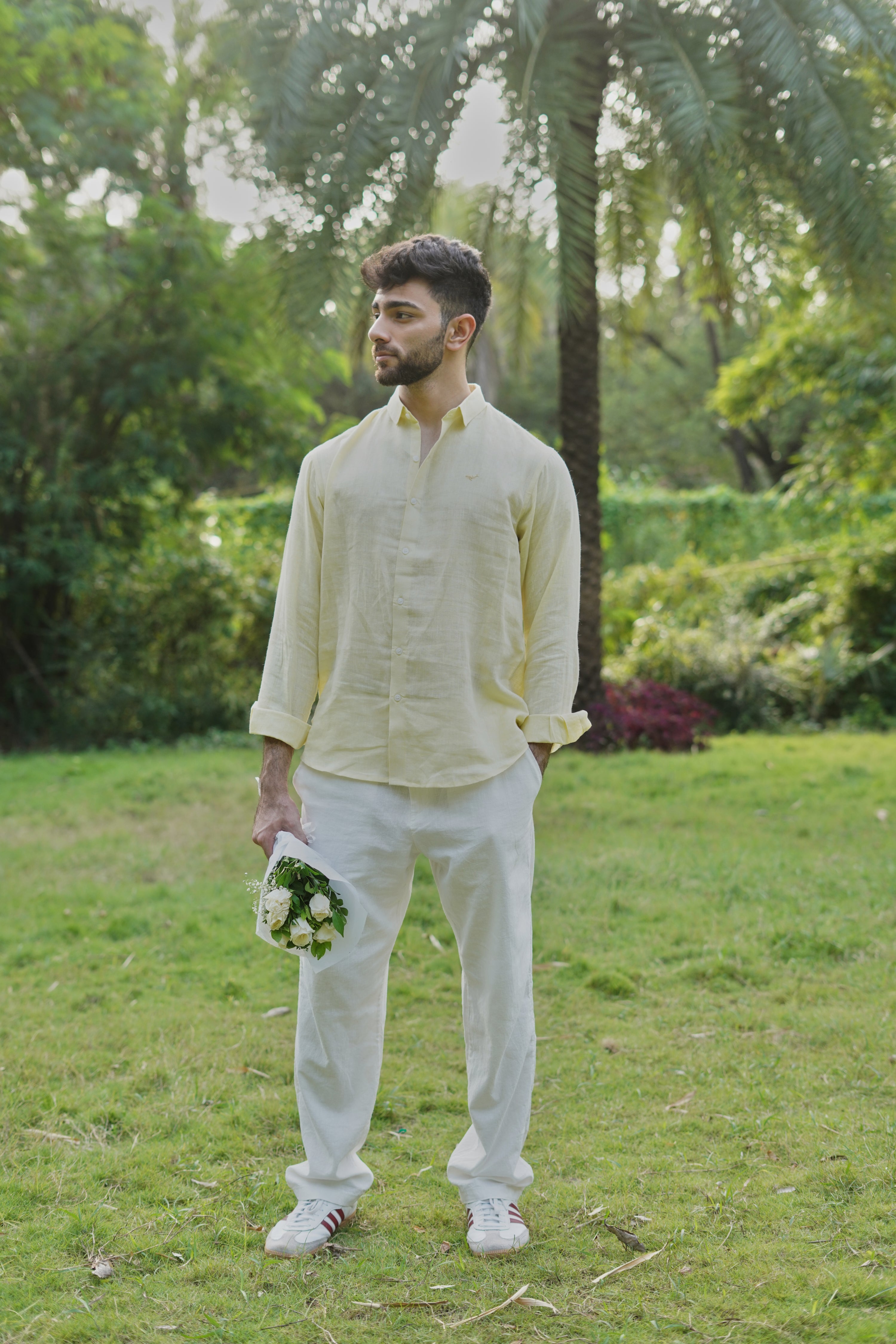 Butter Yellow 100% Linen 44 Lea Shirt