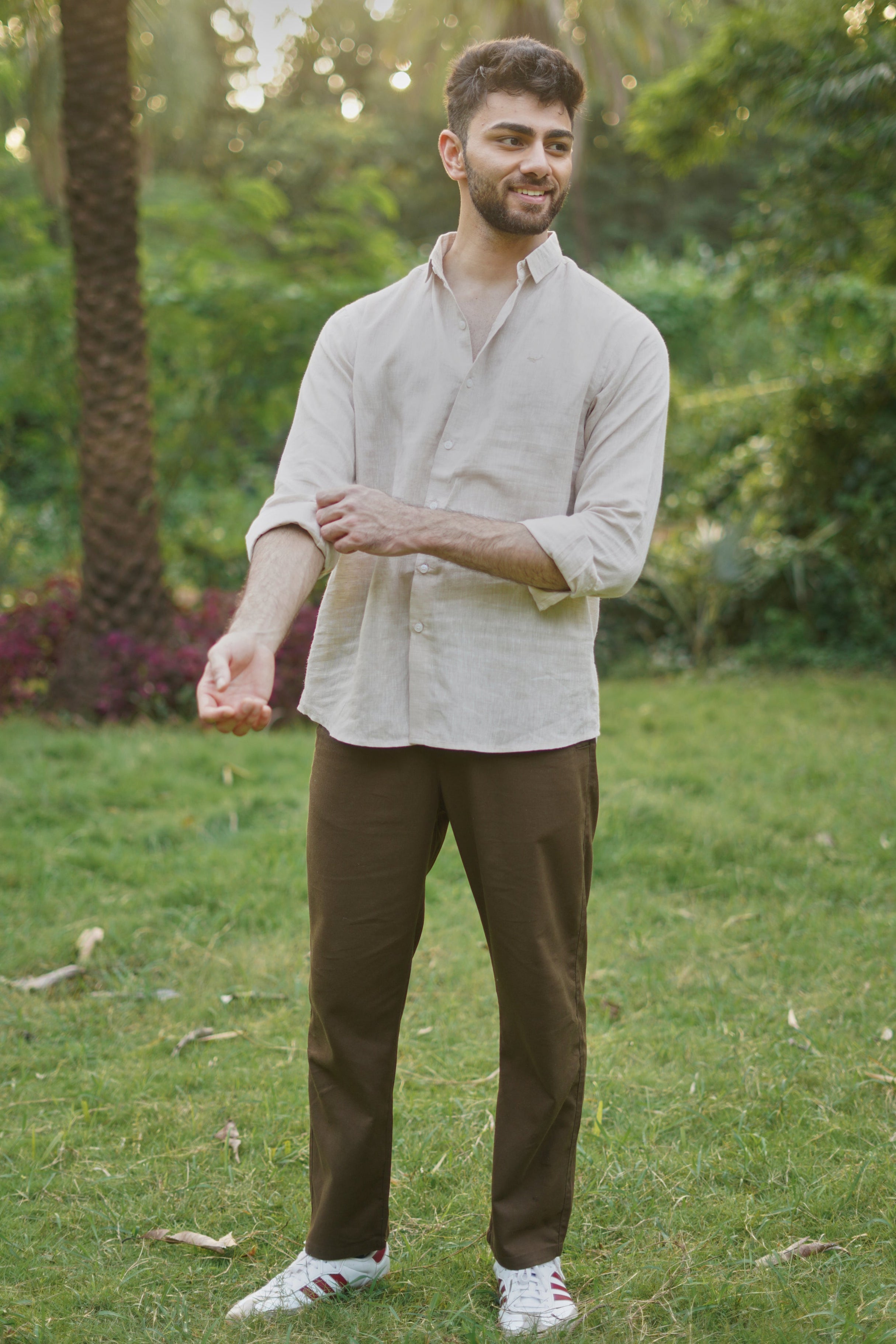 Light Beige 100% Linen 44 Lea Shirt
