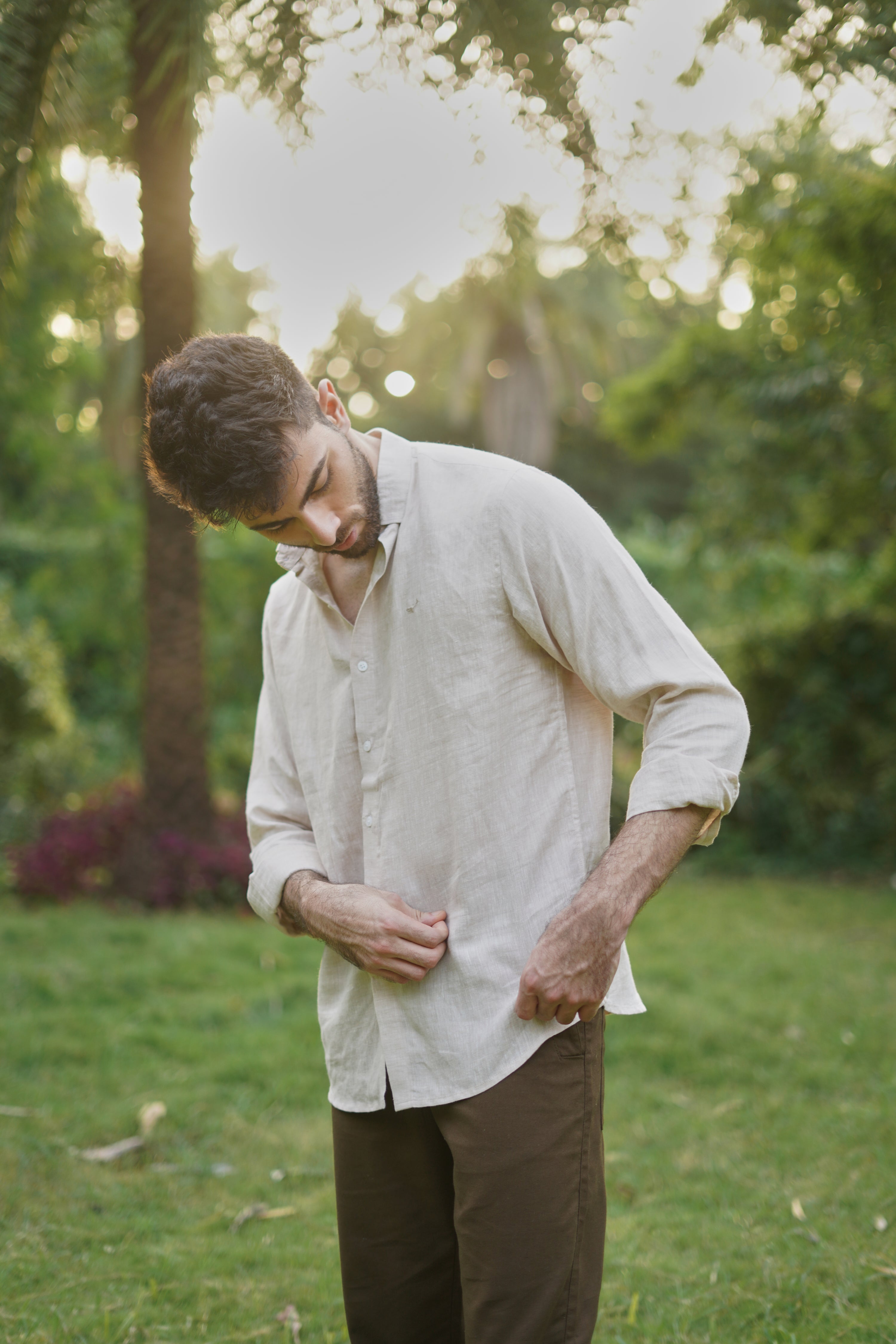 Light Beige 100% Linen 44 Lea Shirt