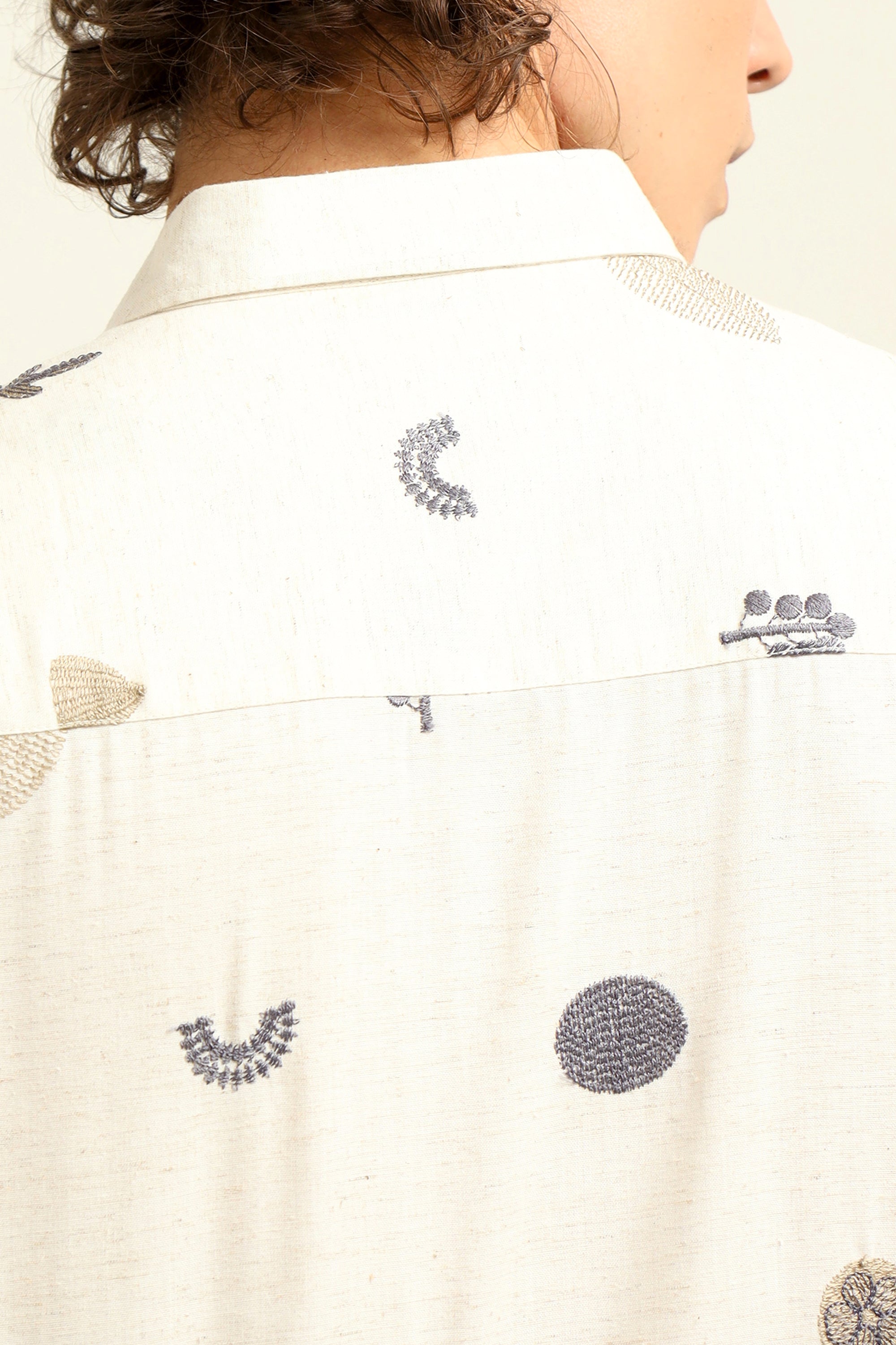 All Over Embroidery Half-sleeve Cotton shirt