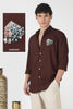 Casino Poker Cotton Regular Fit Chocolate Brown Embroidered Shirt