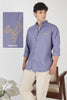 Golden Stag Ember Cotton Regular Fit Purple Embroidered Shirt