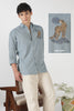 Desert Leopard Cotton Regular Fit Sky blue Embroidered Shirt