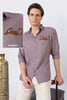 Leaping Leopard Cotton Regular Fit Mauve Embroidered Shirt