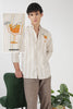 Citrus Spritz Cotton Regular Fit Beige Embroidered Shirt