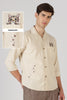 Curious Paws Cooper Collar Beige 100% Cotton  Embroidered Shirt