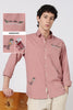 Cocktail-Themed Cotton Regular Fit Dusty Pink Embroidered Shirt