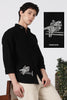 Equestrian Crest Cotton Regular Fit Black Embroidered Shirt