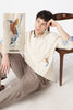 Kingfisher Cotton Regular Fit Beige Embroidered Shirt