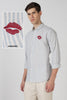 First Kiss Cotton Regular Fit Blue Embroidered Shirt