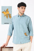 Citrus Grove Cotton Regular Fit Sky Blue Embroidered Shirt