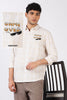 Game Over Cotton Checkered  Regular Fit Beige Embroidered Shirt