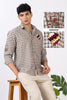 Cappadocia Voyage Cotton Regular Fit Brown Checkered Embroidered Shirt