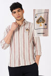 Ace of Spades Cotton Regular Fit Pink Embroidered Shirt