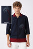 Midnight in Majorda Palm Cotton Box Fit Navy Embroidered Shirt