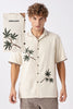 Cannabis Sativa Cotton Box Fit Beige Embroidered Shirt