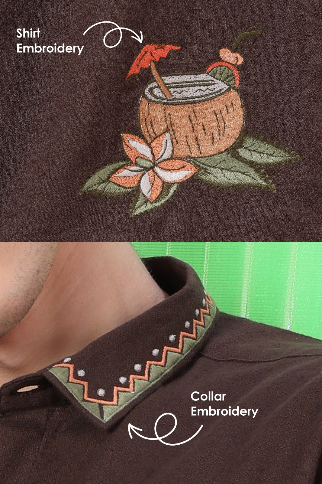 Tropical Cocktail Chocolate Brown Cotton Co-ordinated Outfits for Mens