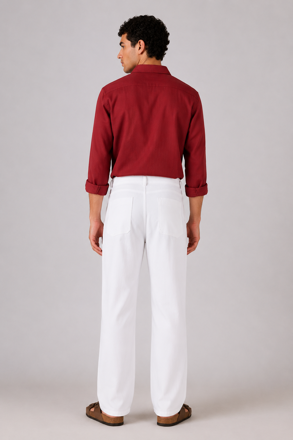 Classic Structured Parallel Fit White Pants