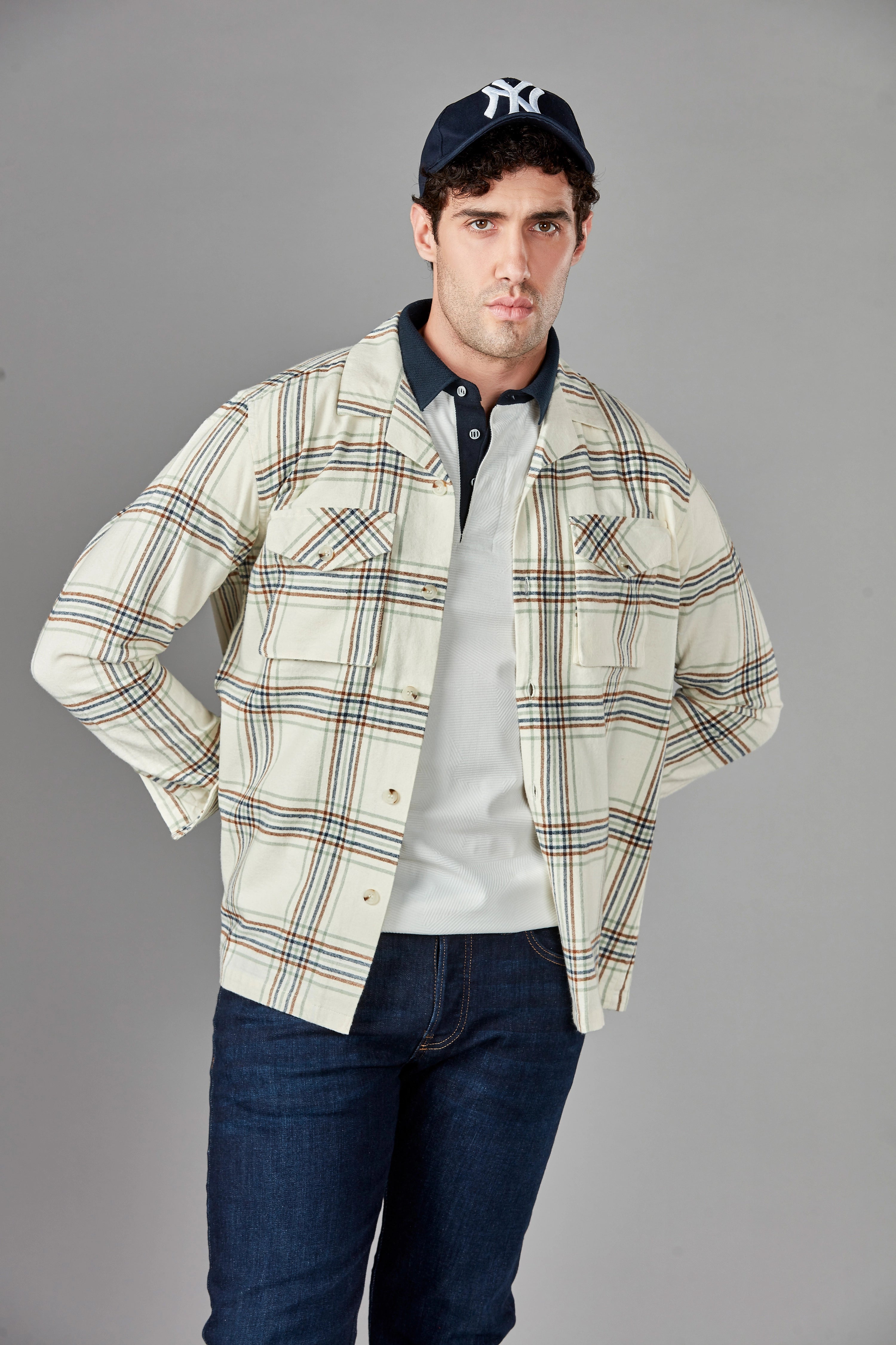 Oatmeal Beige Flannel Overshirt