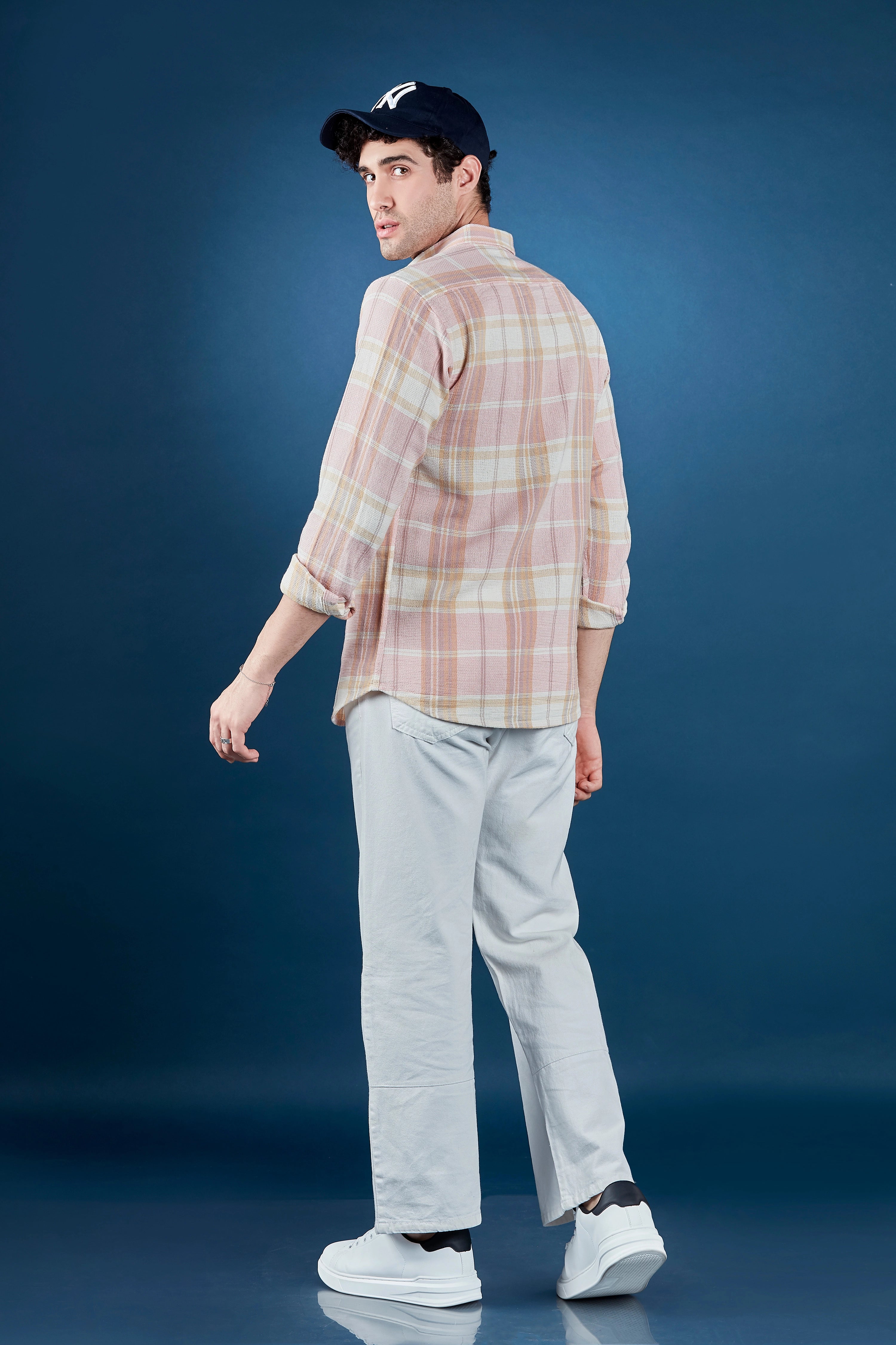 Salmon Sophisticate Casual Checkered