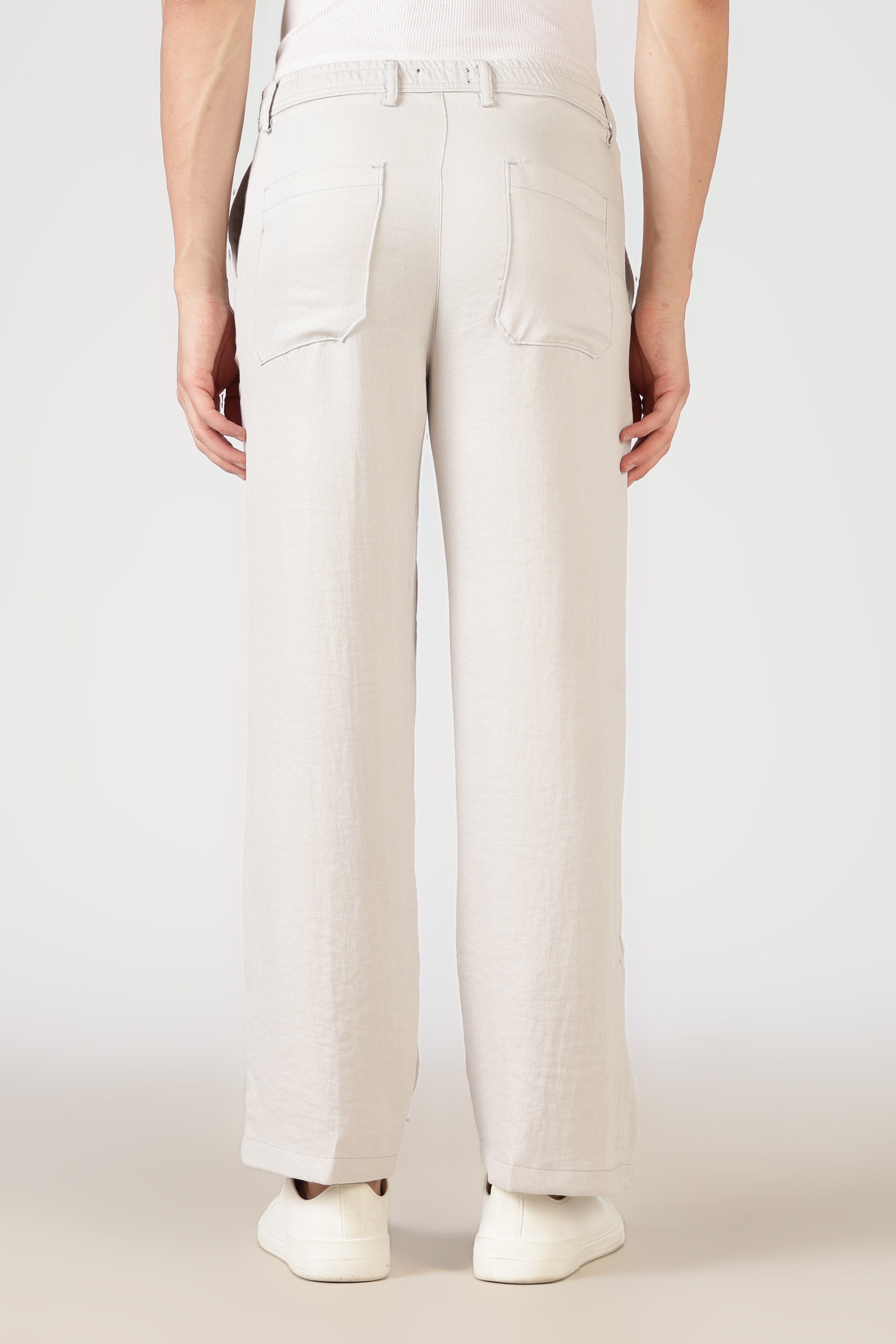 Free Flow 100% Cotton Parallel Fit White Pants