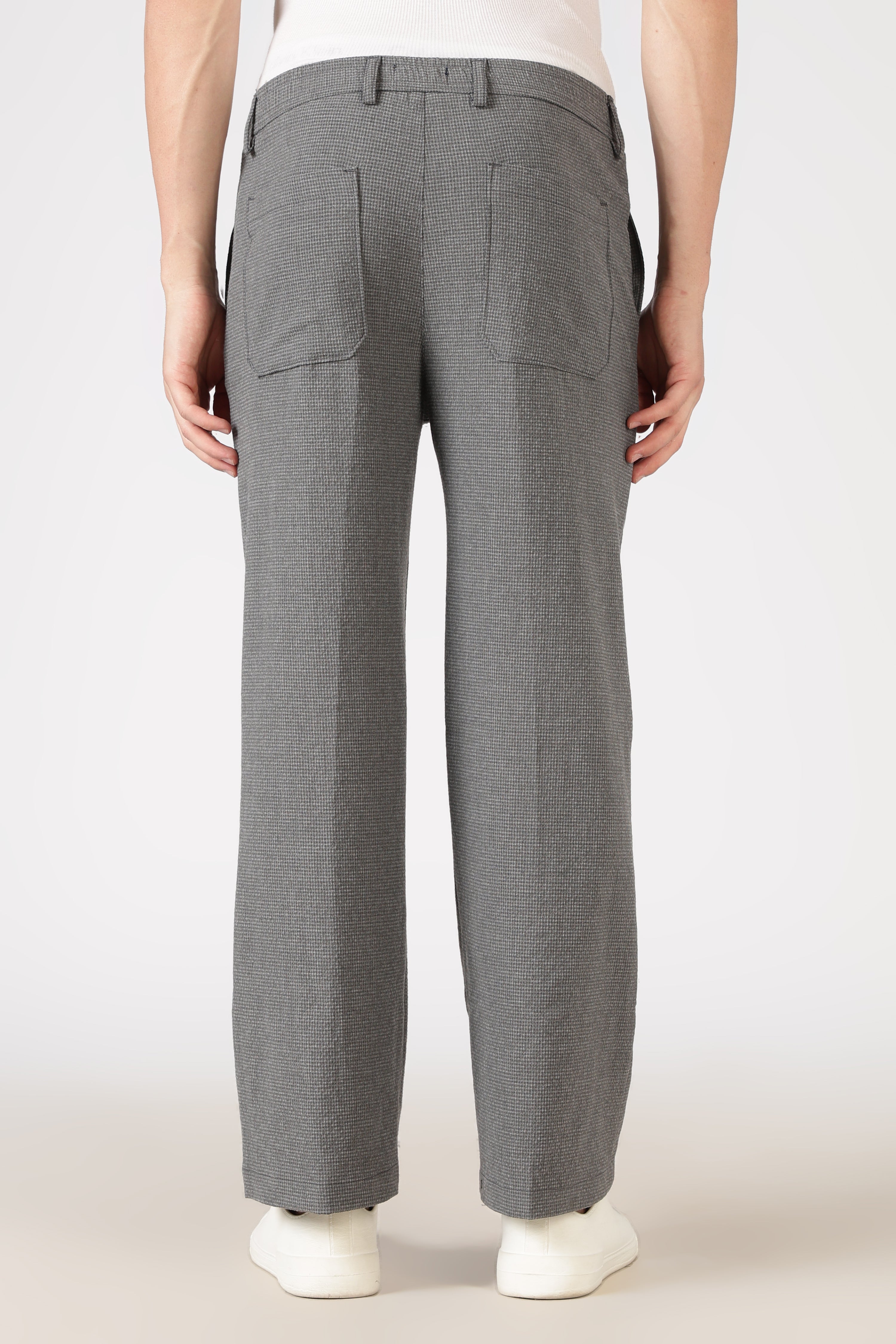 Seer-sucker 100% Cotton Parallel Fit Grey Pants