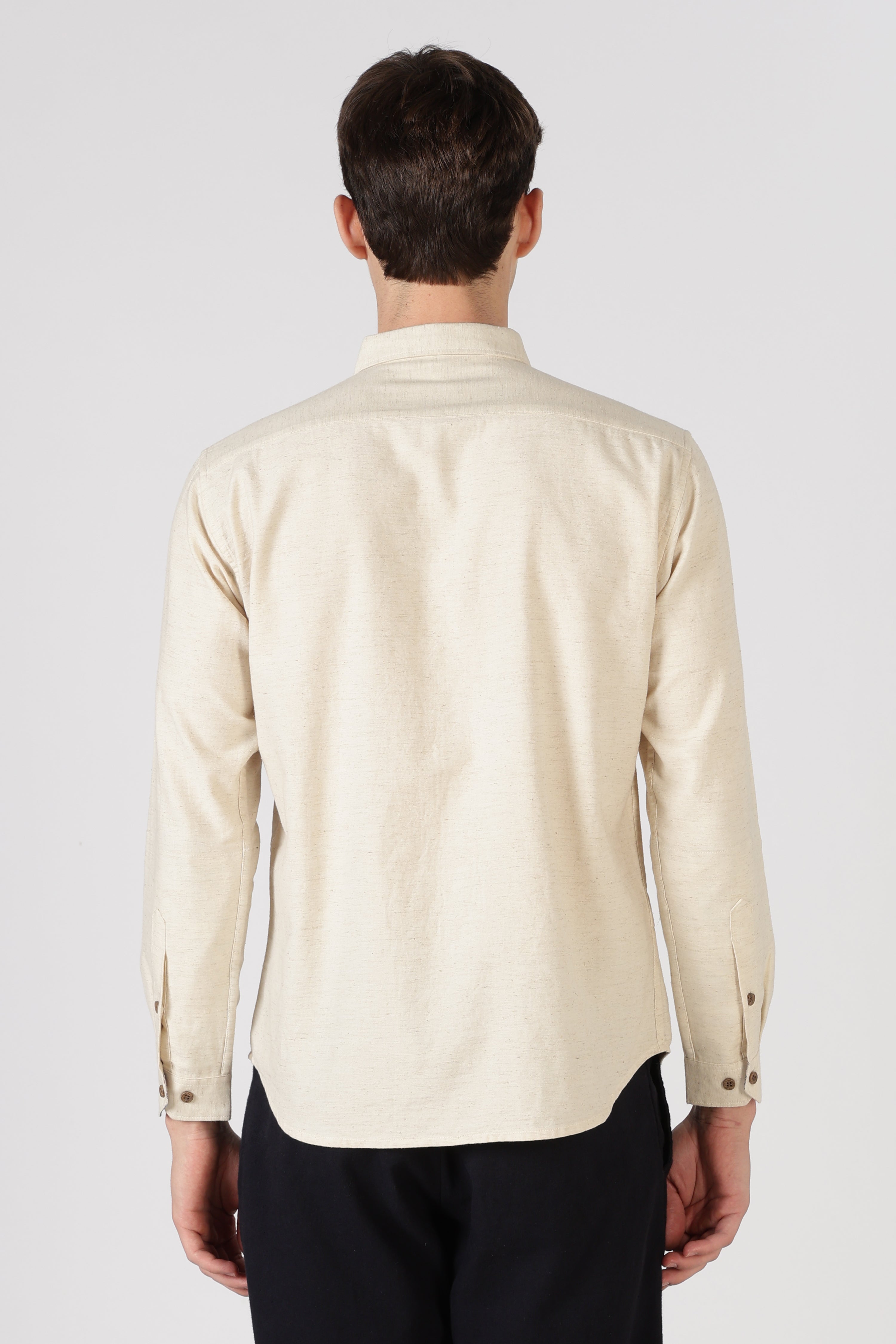 Seabird Splash Cotton Regular Fit Beige Embroidered Shirt