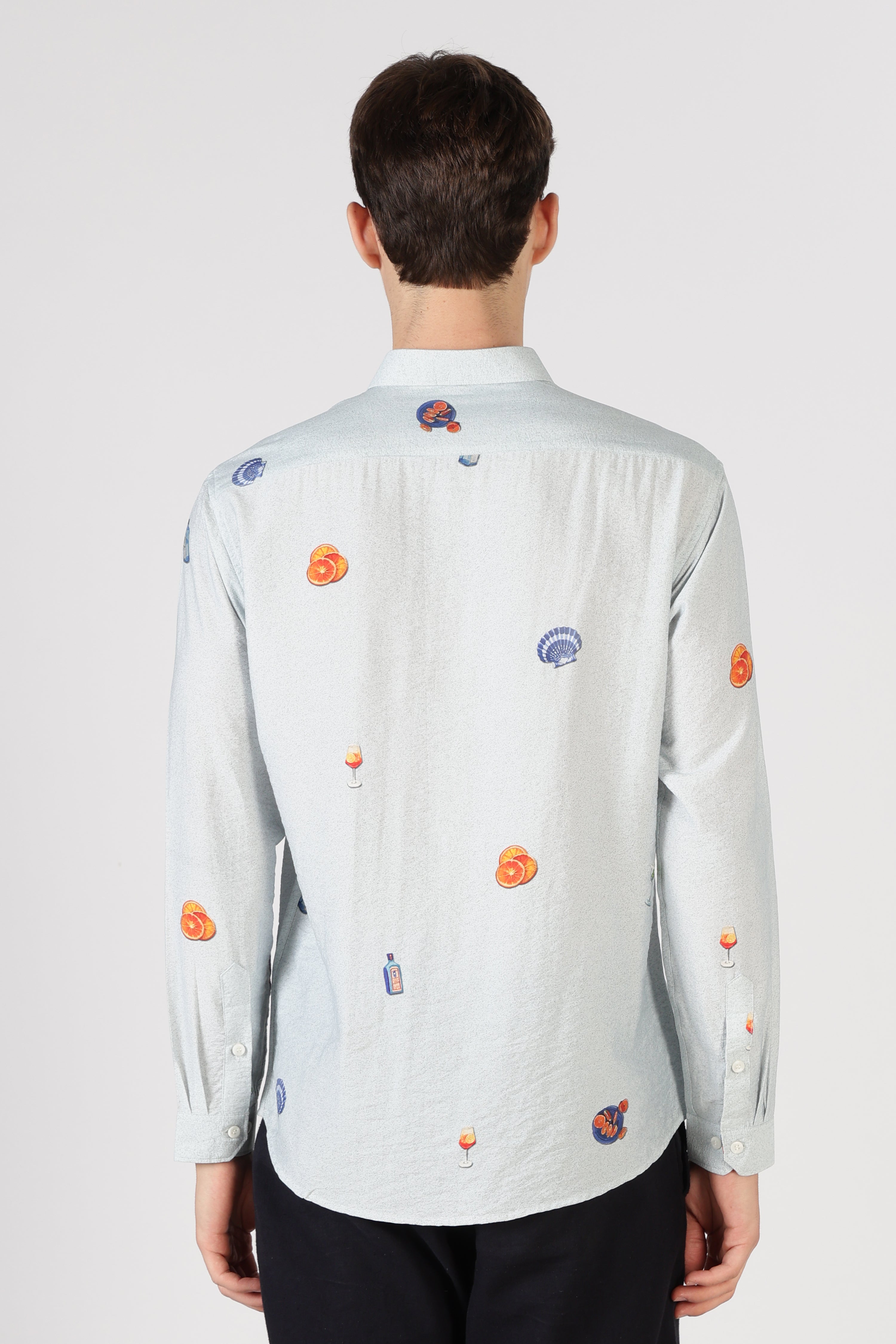 Aperitivo Cotton Regular Fit Ice Blue Printed Shirt