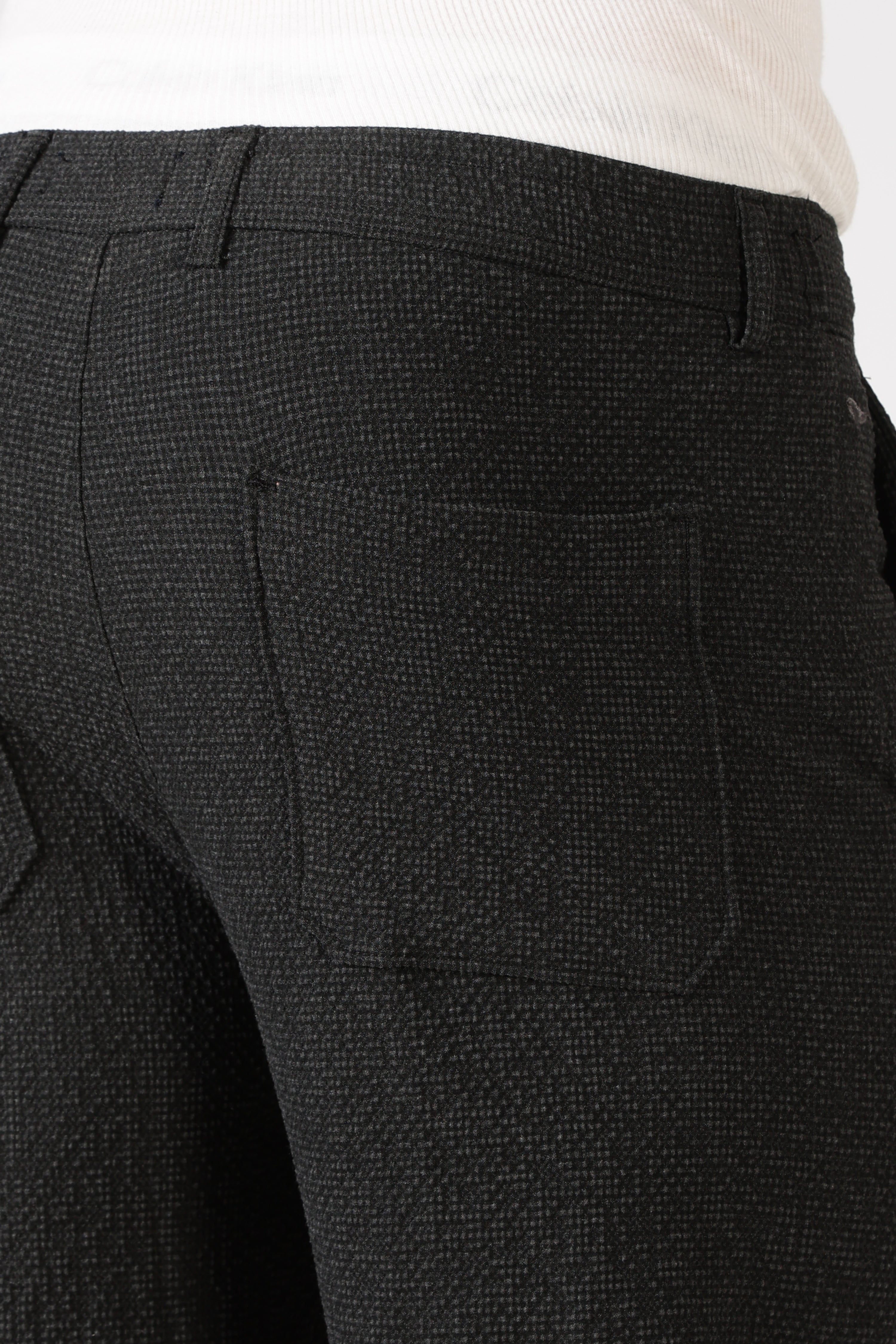 Seer-sucker 100% Cotton Parallel Fit Black Pants