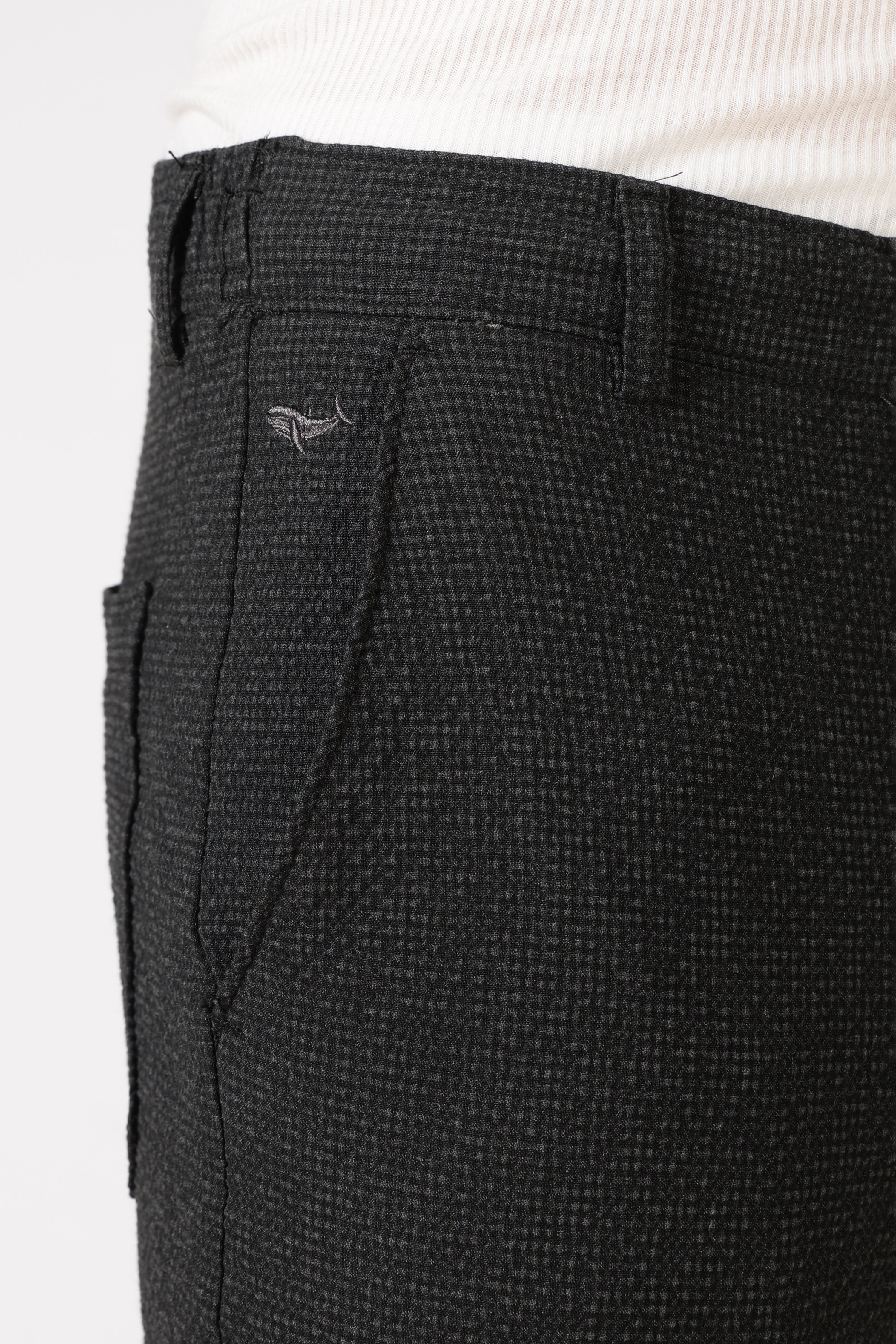 Seer-sucker 100% Cotton Parallel Fit Black Pants