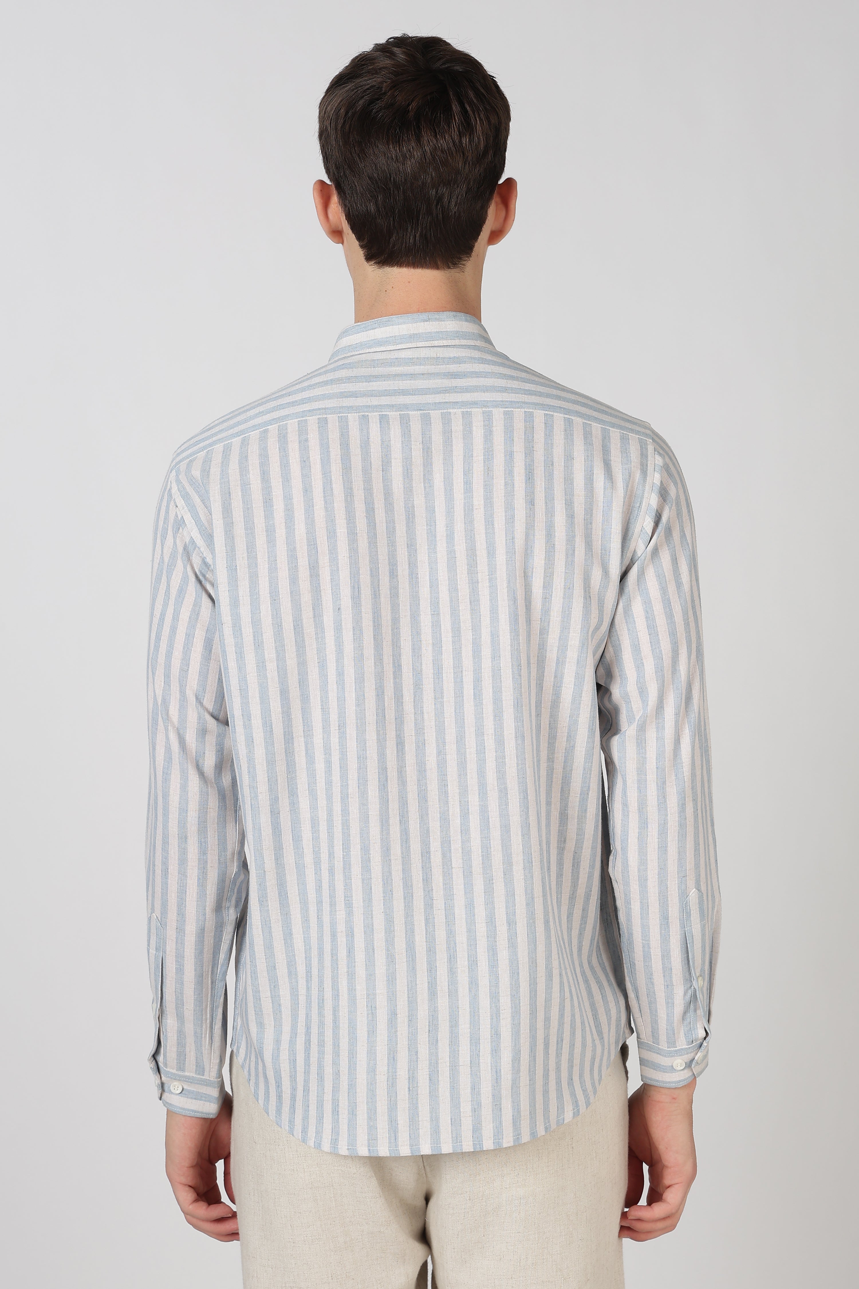 First Kiss Cotton Regular Fit Blue Embroidered Shirt