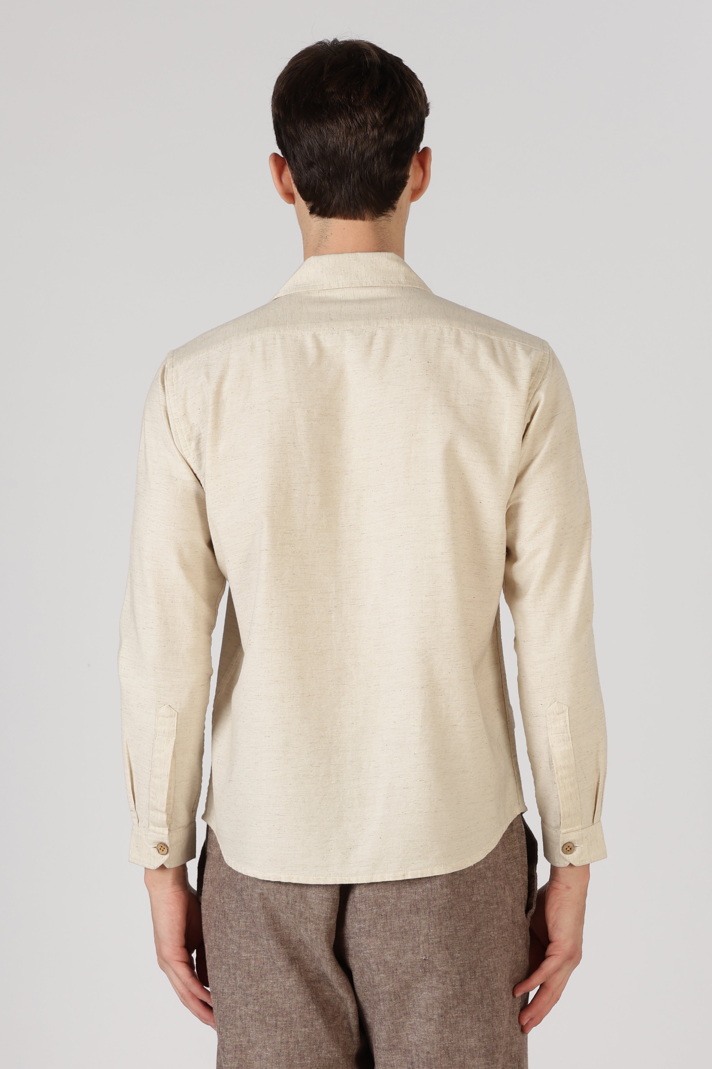 Curious Paws Cooper Collar Beige 100% Cotton  Embroidered Shirt