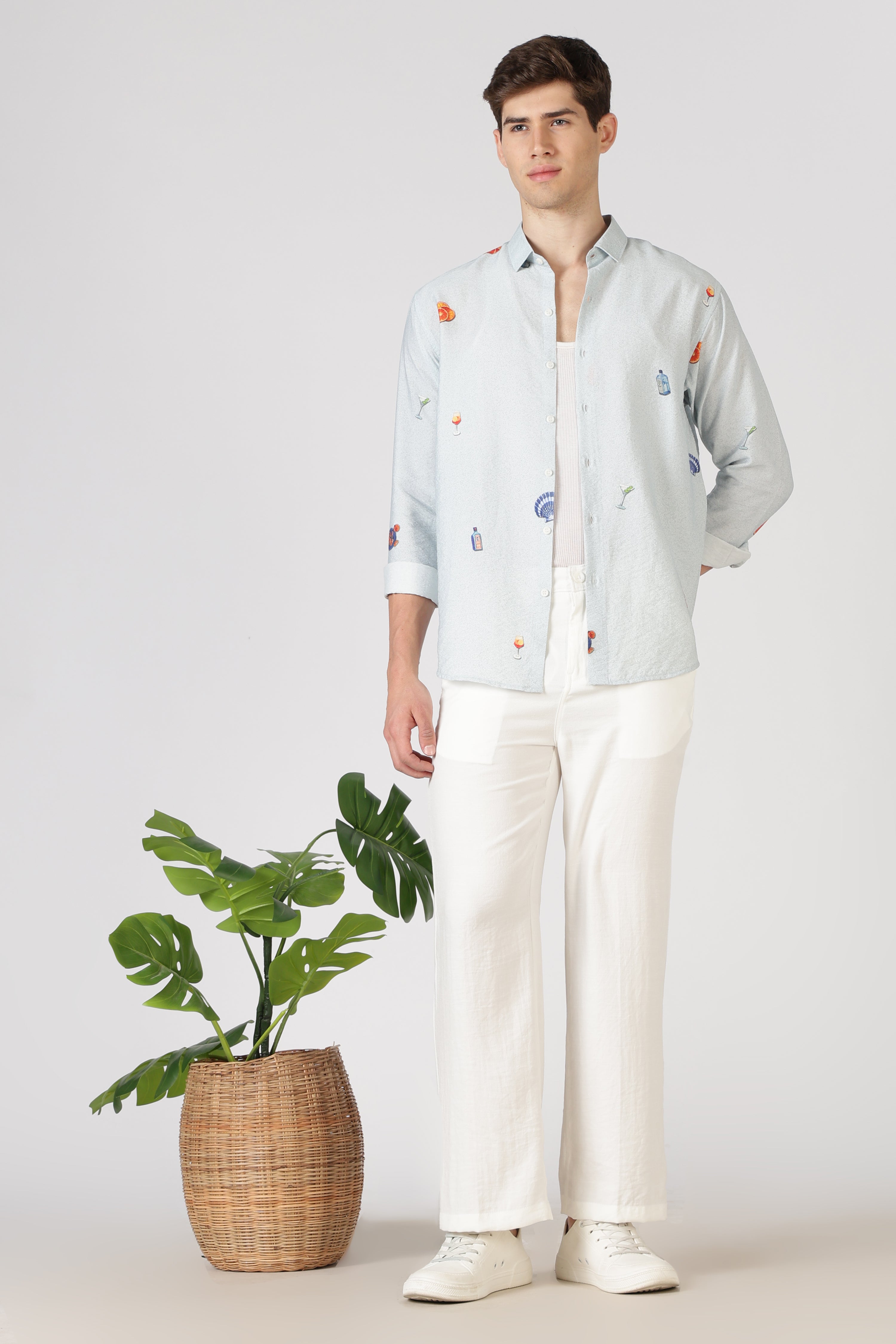 Free Flow Cotton:Linen Parallel Fit White Pants
