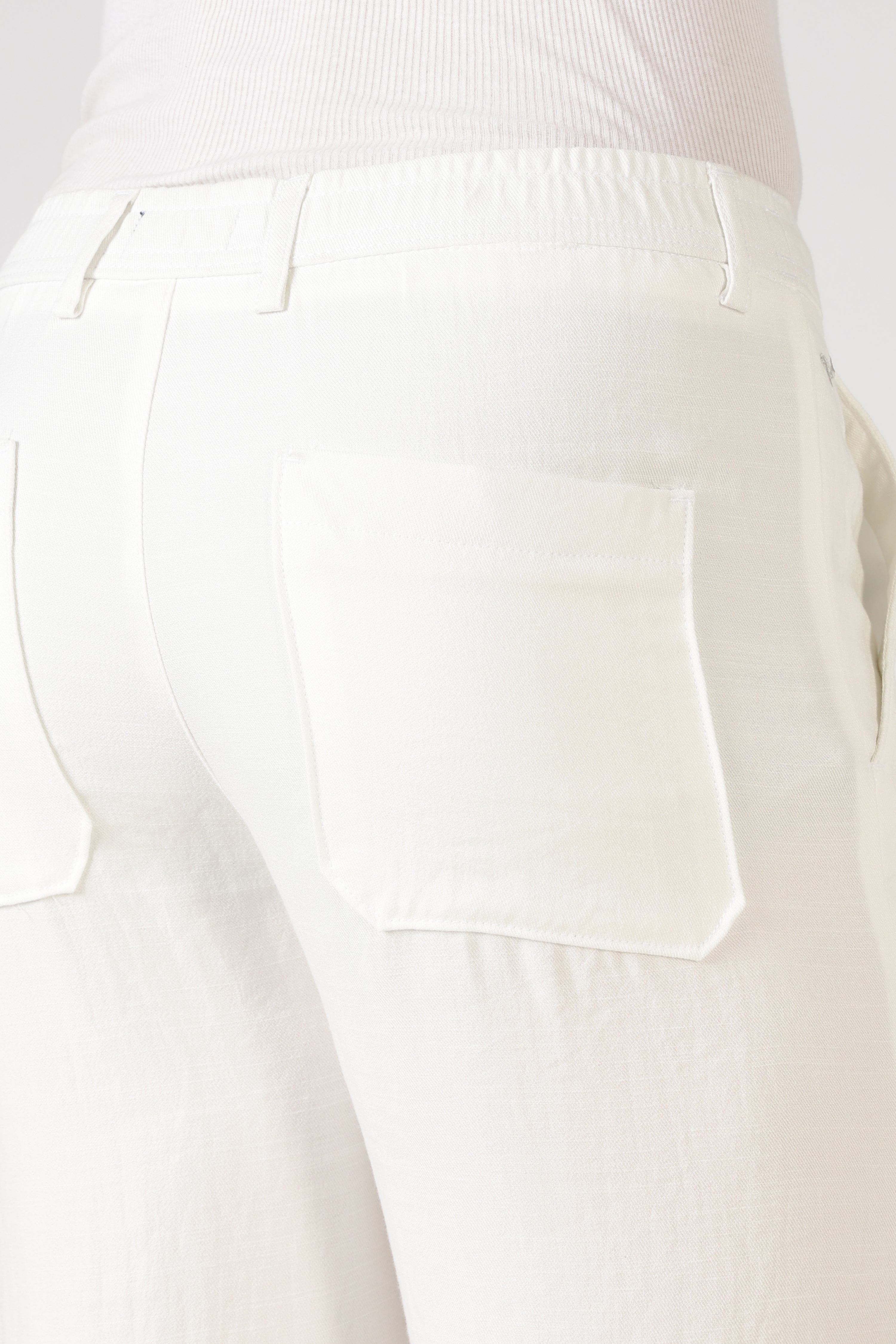 Free Flow Cotton:Linen Parallel Fit White Pants