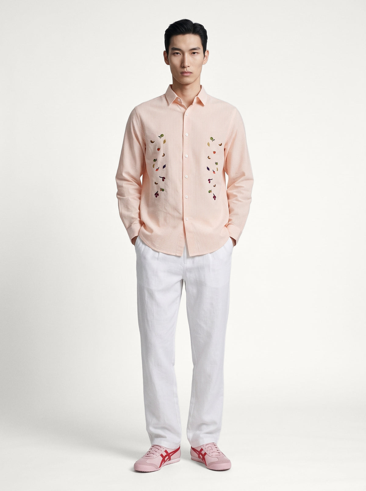 Haven Botanical Cotton Regular Fit Orange Striped Shirt
