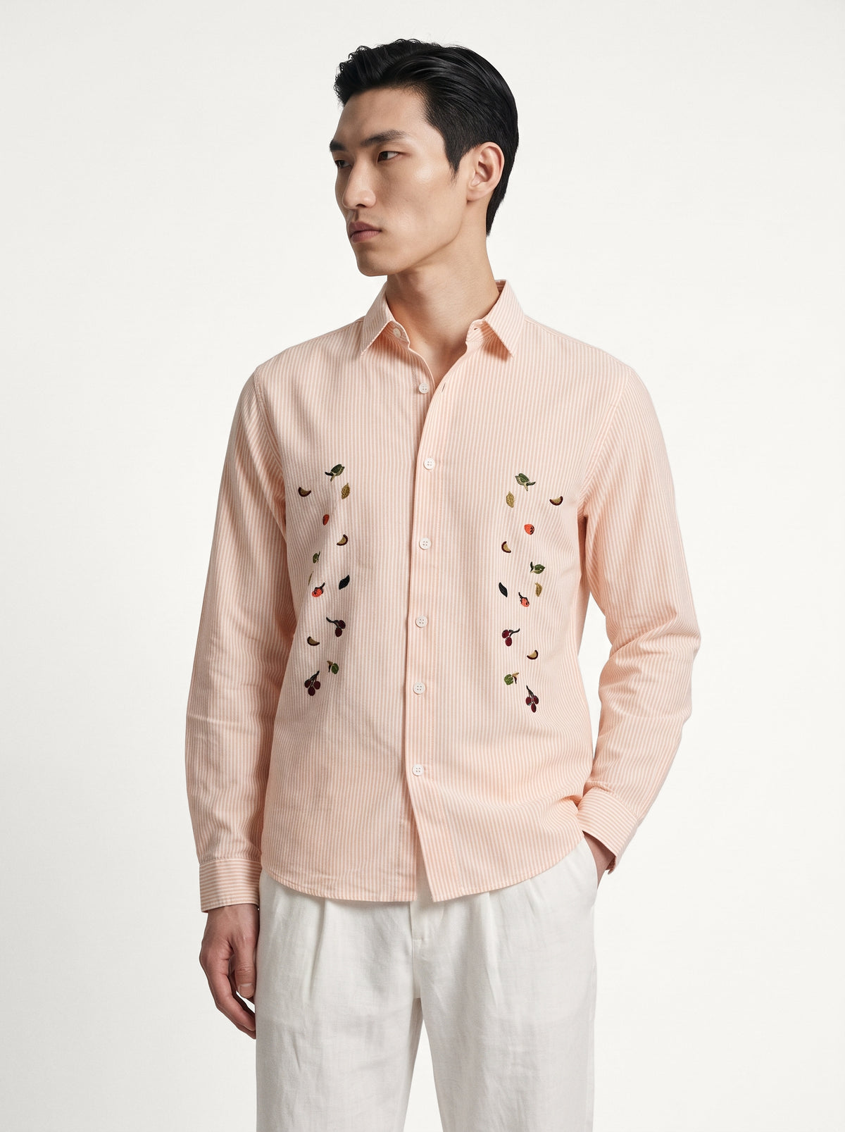 Haven Botanical Cotton Regular Fit Orange Striped Shirt